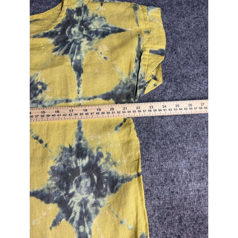 Bellambra Women’s Linen Tie‑Dye Blouse Yellow/Blue – Size Medium – Made in Italy - Picture 5 of 6